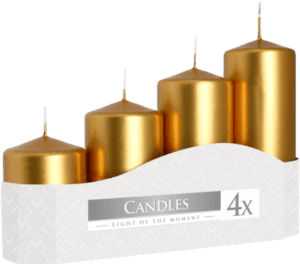 Pack 4 Gold Pillar Candles