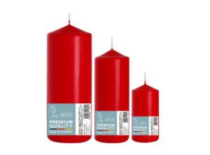 Set Three Red Pillar Candles